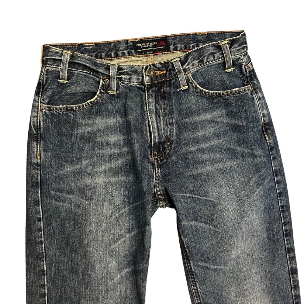 American Eagle Mens Jeans 29x30 Used Unhemmed Raw Edge 100% Cotton - Picture 13 of 16
